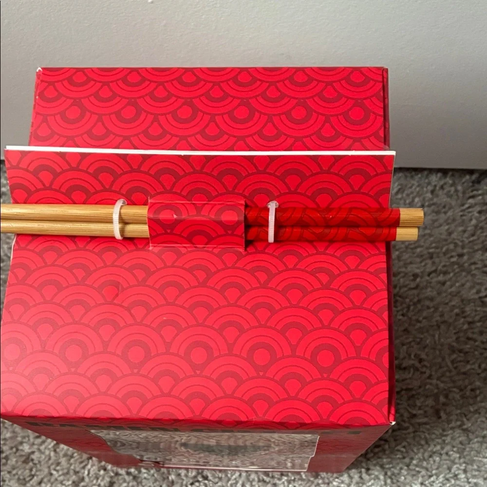 Ramen Gift Set with Red and White Bowl